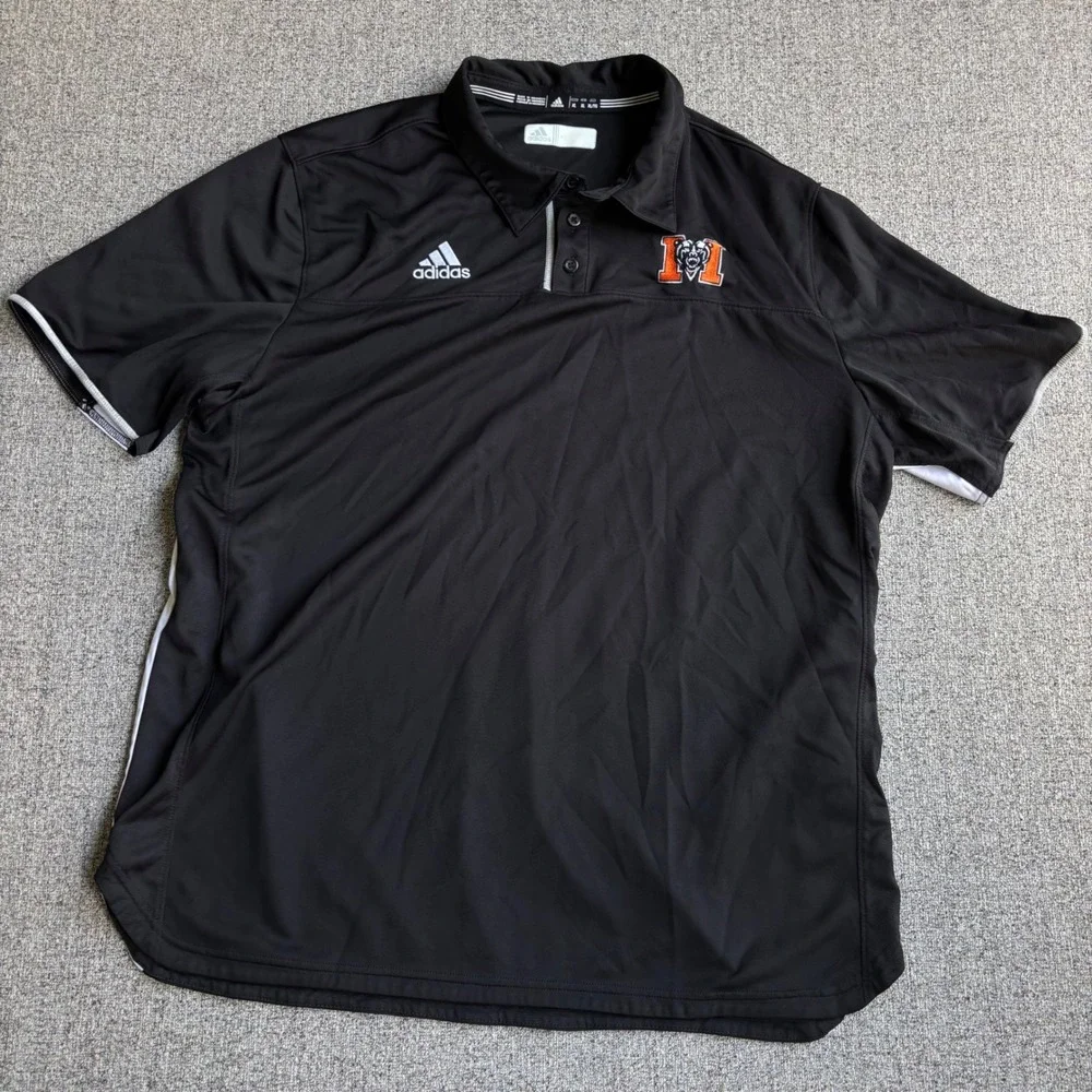Mercer Bears Adidas Polo Shirt Men XL Black Climacool Short Sleeve Athletic Logo